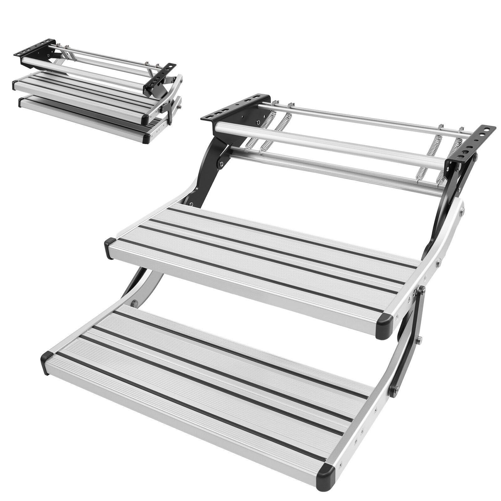 Manual retractable 2-step RV stairs, 440 lbs capacity