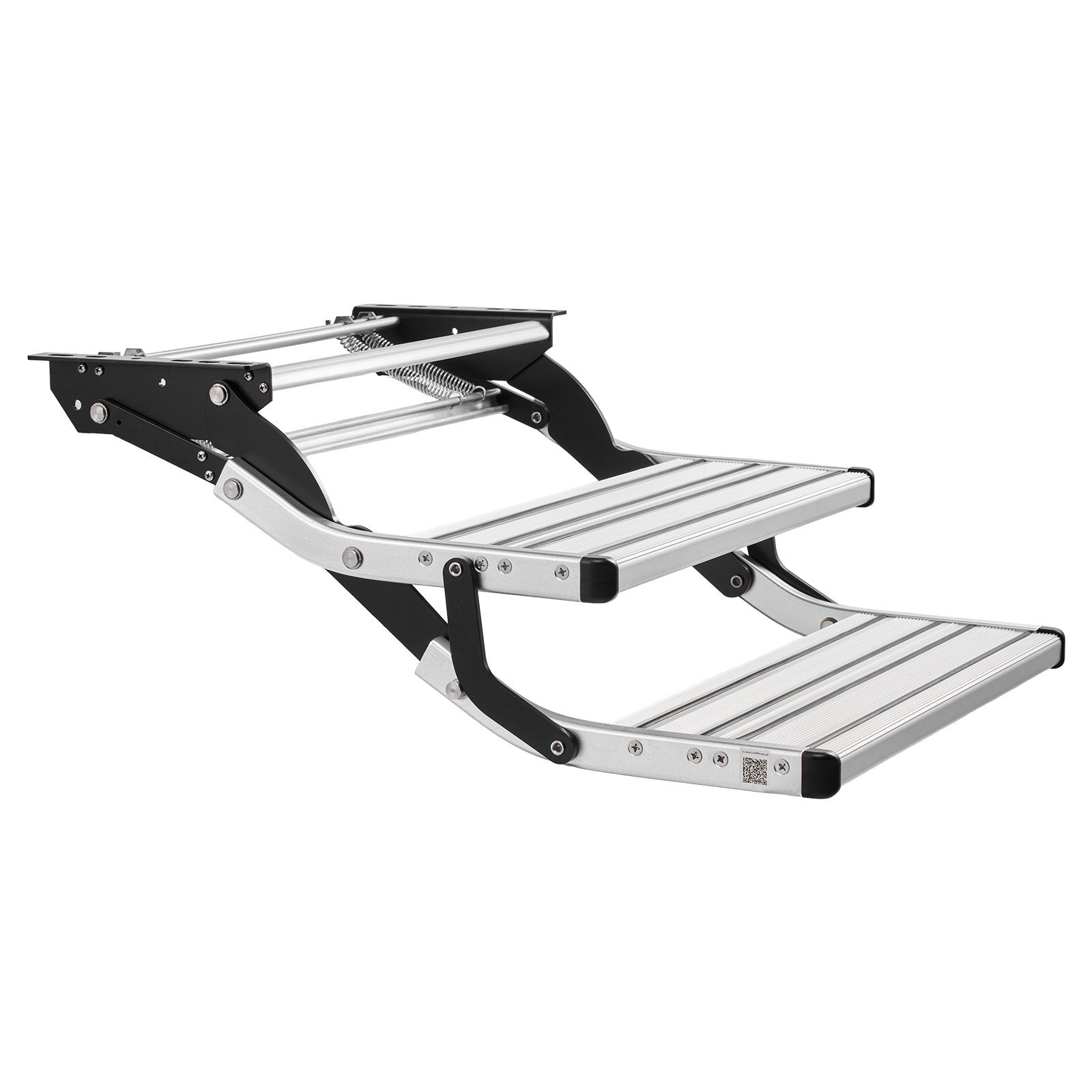 Manual RV steps in use on travel trailer