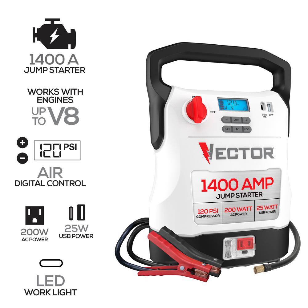 VECTOR 1400 amp jump starter detail