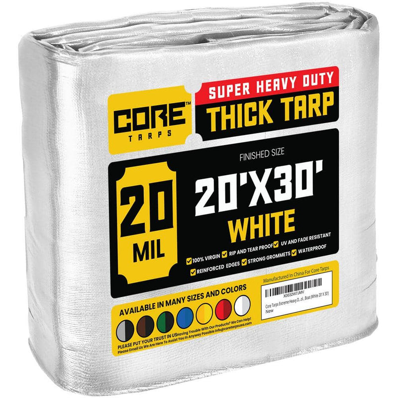 CORE TARPS white 20 mil tarp, 20 x 30 ft