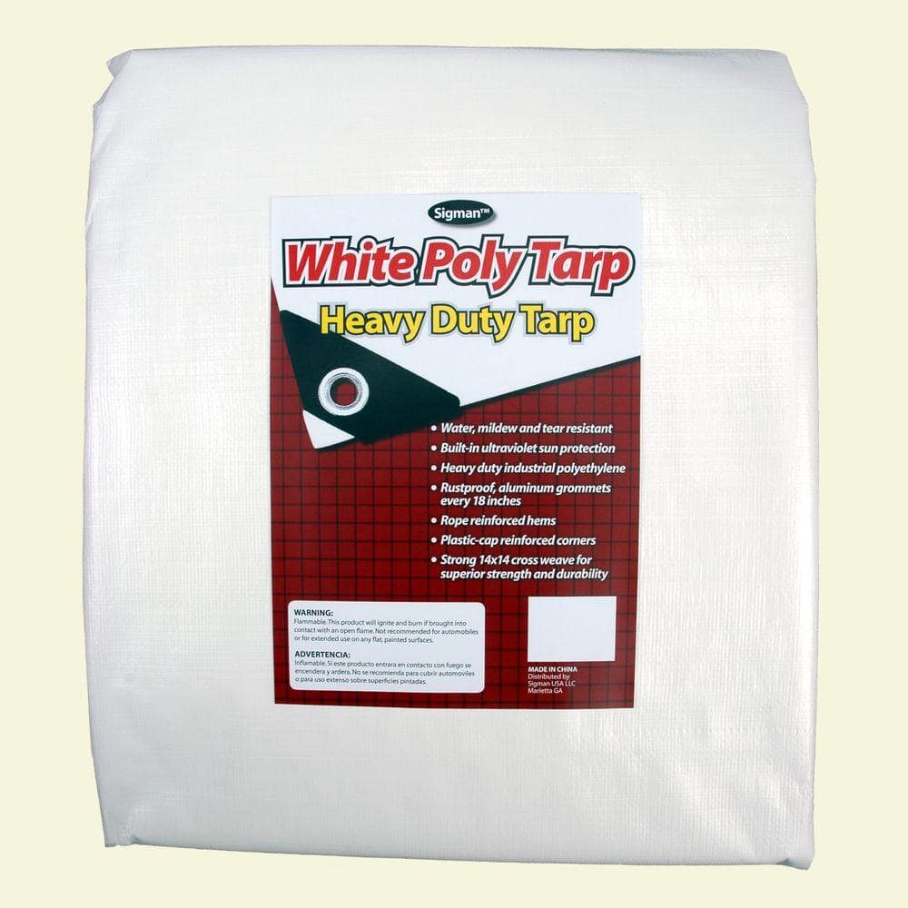 Sigman white heavy duty tarp, 12 x 12 ft