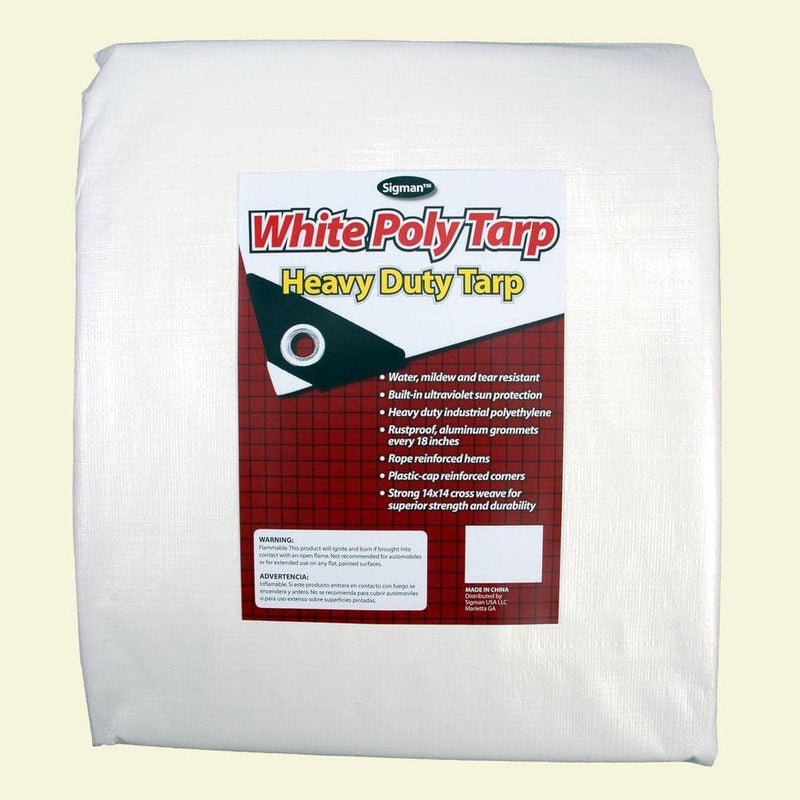 Sigman white heavy duty tarp, 12 x 12 ft