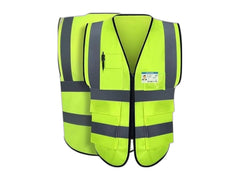 Yellow reflective safety vest with pockets medium