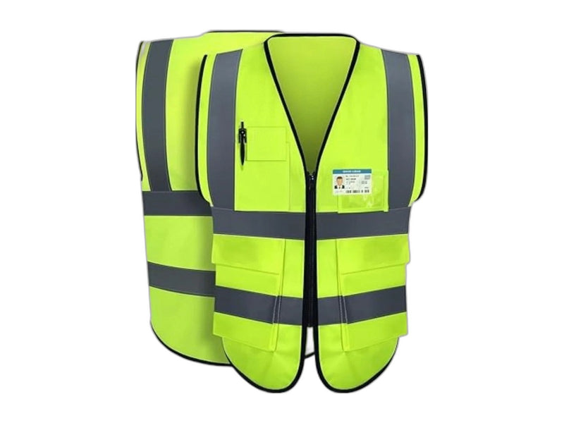 Yellow reflective safety vest with pockets medium