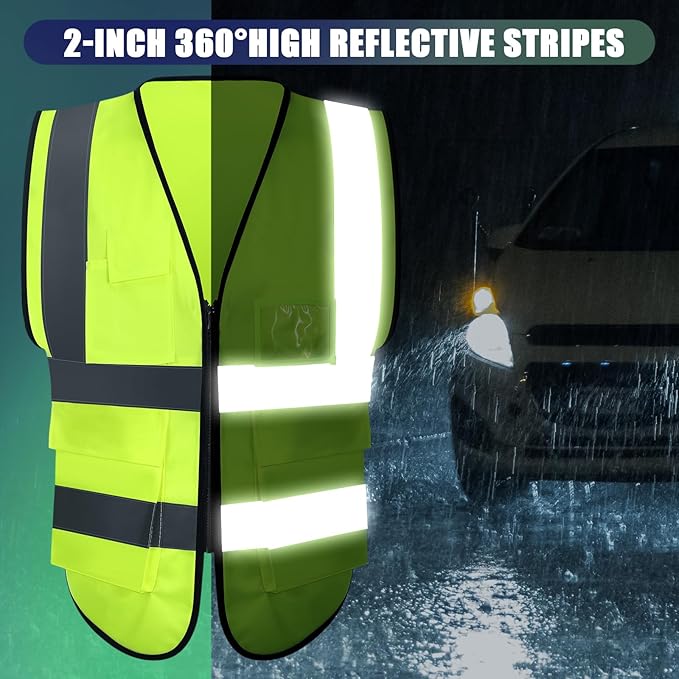 Yellow Reflective Safety Vest with Pockets Medium