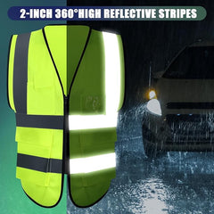 Yellow Reflective Safety Vest with Pockets Medium