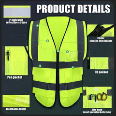 Yellow Reflective Safety Vest with Pockets Medium